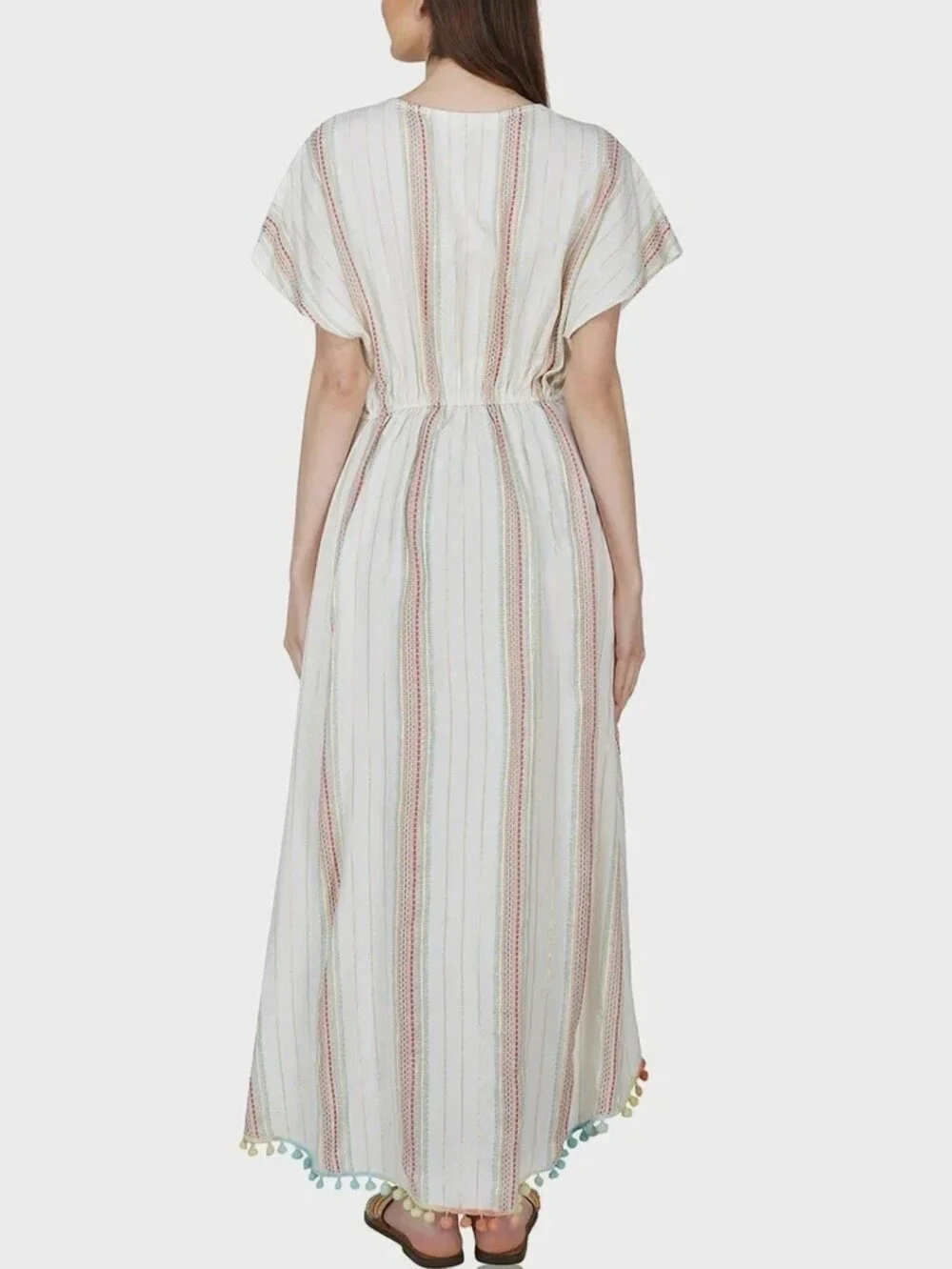 America & Beyond NWT Rainbow Striped Faux Wrap Dress, S